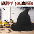 thumbnail image 4 of Halloween Foldable Pointed Hat Warm Wool Knitted Cap for Women Girls Wide Brim Hat Party Accessory, 4 of 7