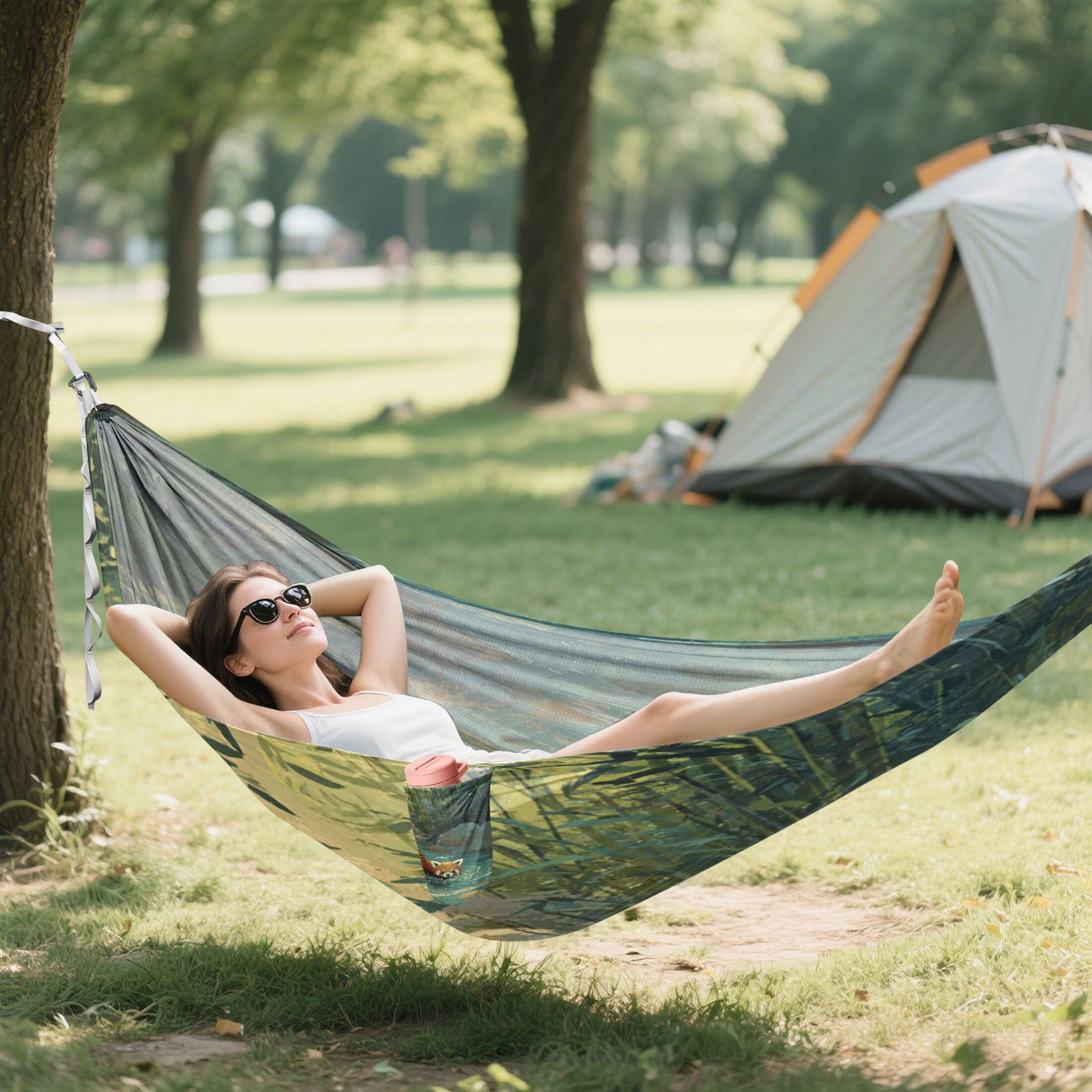 Hanging Hammock Portable Travel Camping For Outdooor Beach Camping Hiking Red Panda