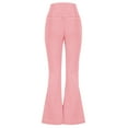 thumbnail image 5 of Stretchy Bell Bottom Jeans Crossover High Waist Flared Solid Color Denim Pants for Women Casual Fall Fashion 2025 (Medium, Pink), 5 of 6