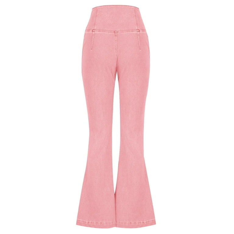 Stretchy Bell Bottom Jeans Crossover High Waist Flared Solid Color Denim Pants for Women Casual Fall Fashion 2024 (Medium, Pink) Stretchy Bell Bottom Jeans Crossover High Waist Flared Solid Color Denim Pants for Women Casual Fall Fashion 2024 (Medium, Pink)