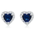 thumbnail image 3 of Gem Stone King 925 Sterling Silver Heart Shape Halo Cubic Zirconia Earring for Women (2.32 Cttw. 5MM Center Stone), 3 of 7
