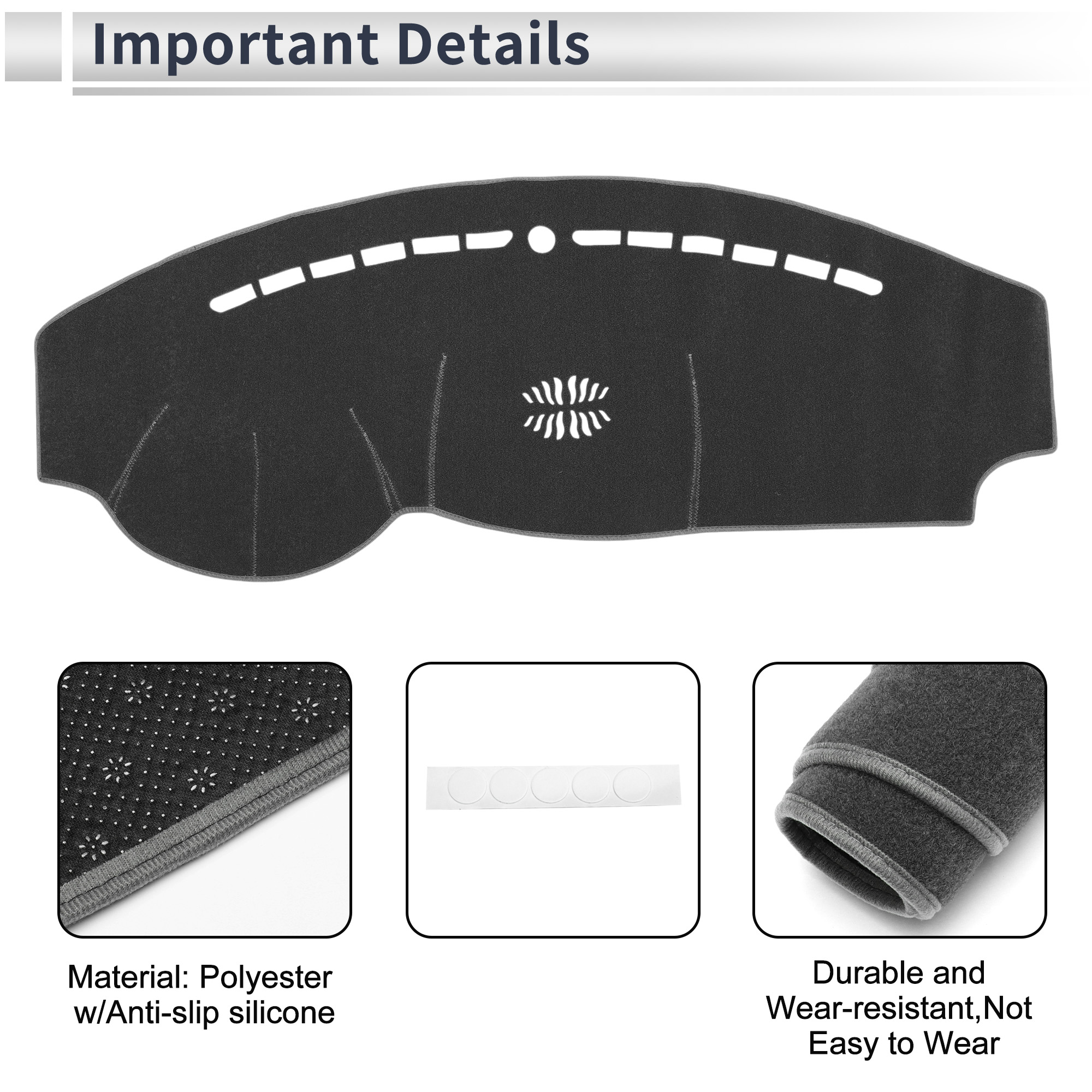Unique Bargains Dash Cover for KIA Soul 2014-2019 Non-Slip Dashboard Carpet Mat Gray