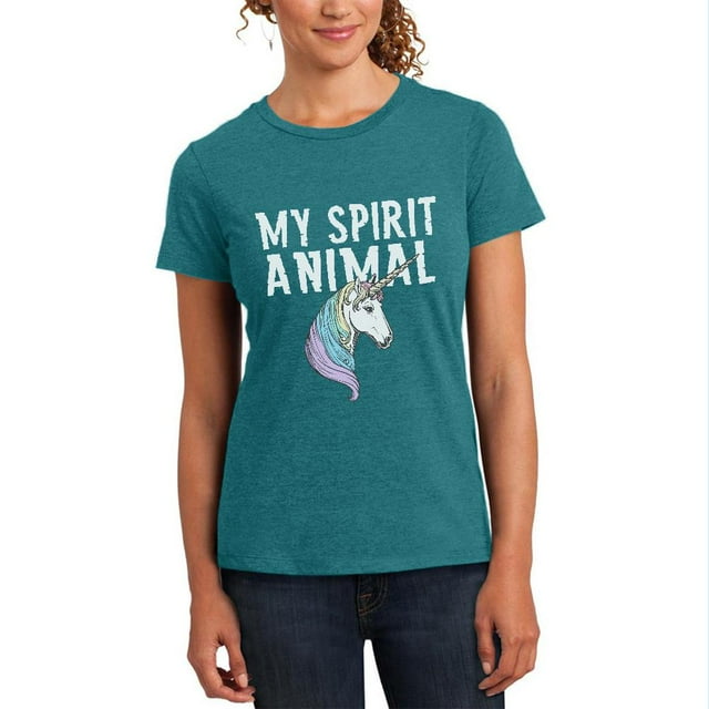 Mon Animal Spirituel Unicorn T-Shirt Doux pour Femmes