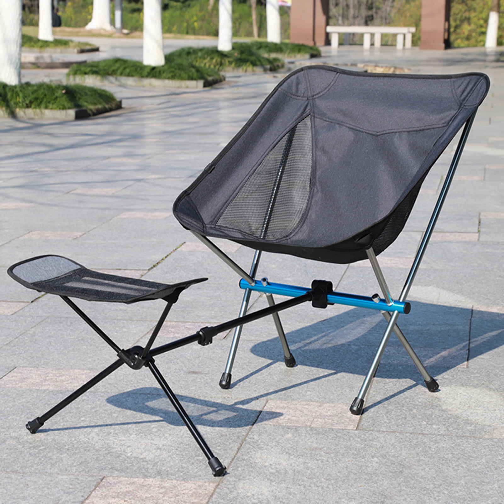 Cdar Outdoor Portable Folding Chair, Portable Chair With Canopy And Footrest
