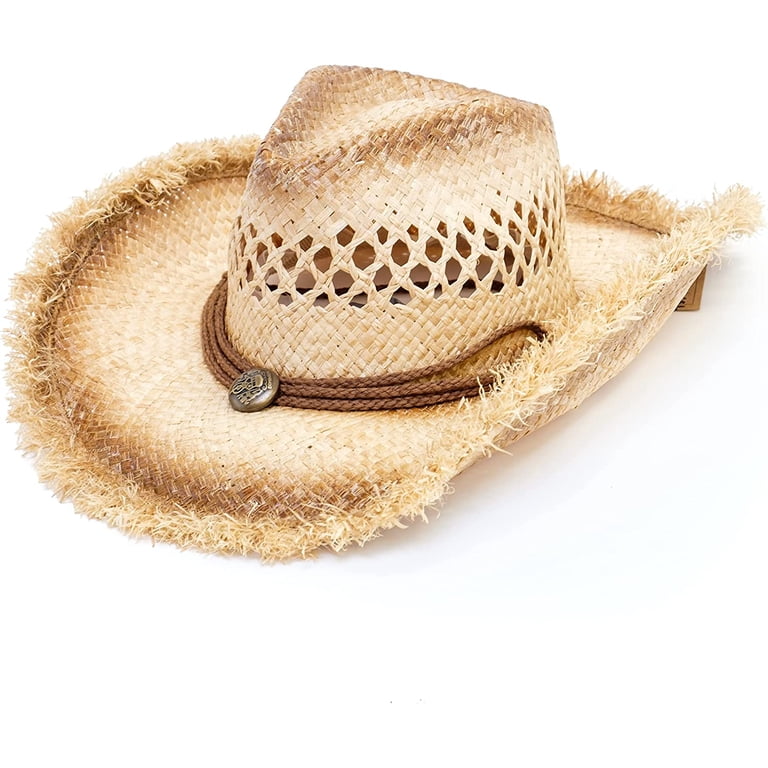 1441 Straw Cowboy Hat For Women And Men, Western Cowgirl Hat Wide Brim Classic Straw Cowboy Cowgirl Hat Wide Brim Woven Western Cap UPF 50+  main image 3