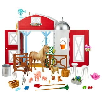 Barbie Horse Barn Playset with 25  Feeding & Grooming Accessories [Walmart Exclusive]