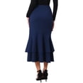 thumbnail image 3 of INSPIRE CHIC Women's Ruffle Fishtail Skirt High Waist Bodycon Elegant Cocktail Skirts L Dark Blue, 3 of 6