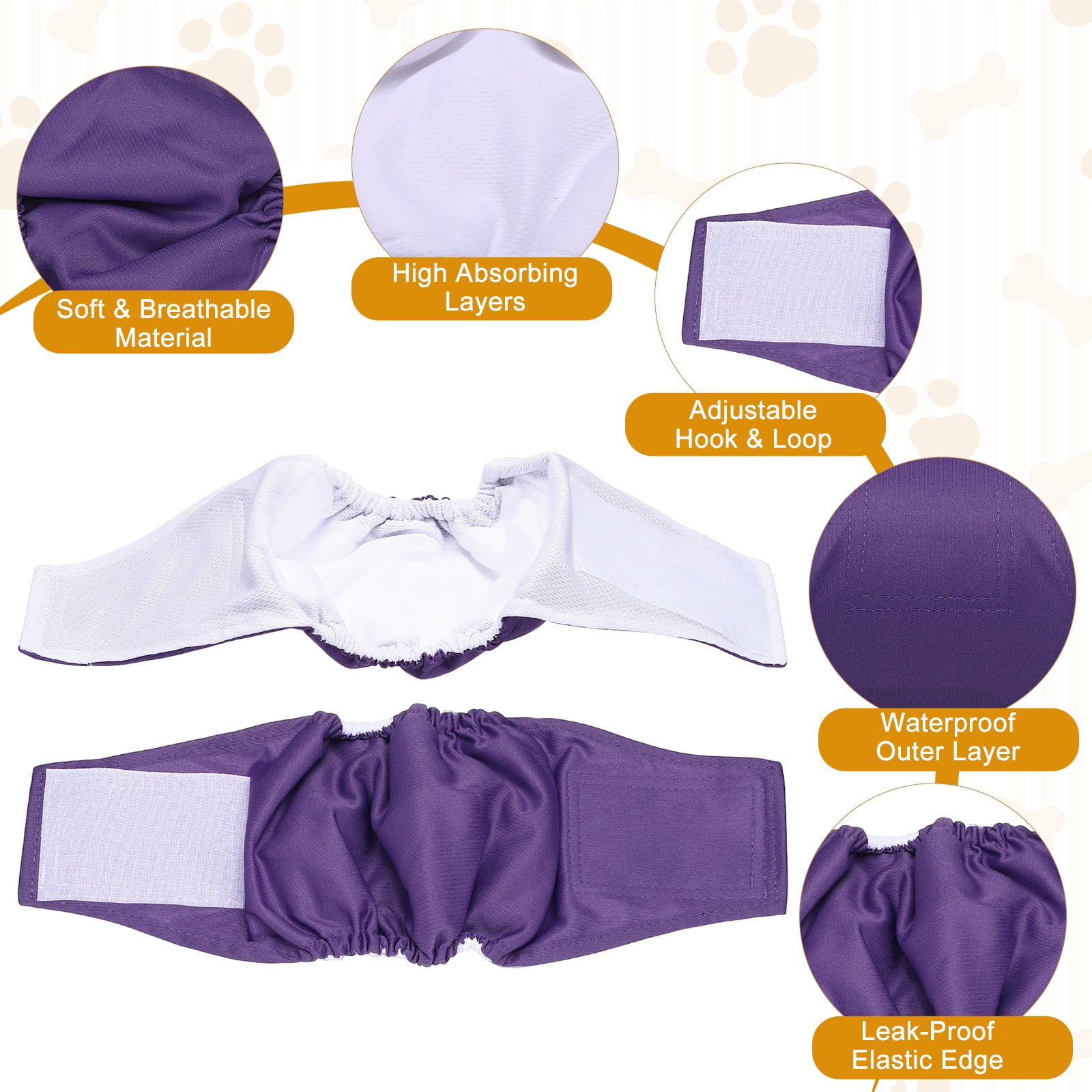 Uxcell Belly Bands for Male Dogs, Reusable Washable Dog Diapers High Absorbing Wrap Diapers, (3Pcs, M, Denim Color, Purple, Black), Intended for Male Small Doggie/Puppies Training