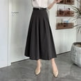 thumbnail image 2 of Mrzhqd Women Skirts Casual Dress Mid Length Suit Skirt A Line High Waisted Pleated Skirt Daily Half Suit Skirts Black L, 2 of 9