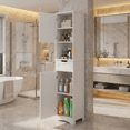 thumbnail image 4 of Aiho Bathroom Storage Cabinet, White Linen Cabinet, Narrow Tall Cabinet Storage Tower with Door ,Drawer and Open Storage - White, 4 of 8