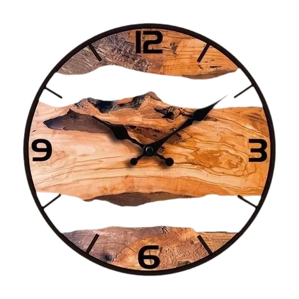 Reloj de pared de madera de 30 cm, hueco, rústico, artístico, colgante, reloj de pared, reloj de pared Color marrón