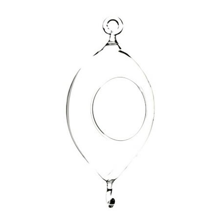 WGV Oblong Hanging Glass Terrarium / Candle Holder - 3.5" Wide x 7" Height, Good quality, Heavy Weighted Base - 1 Pc