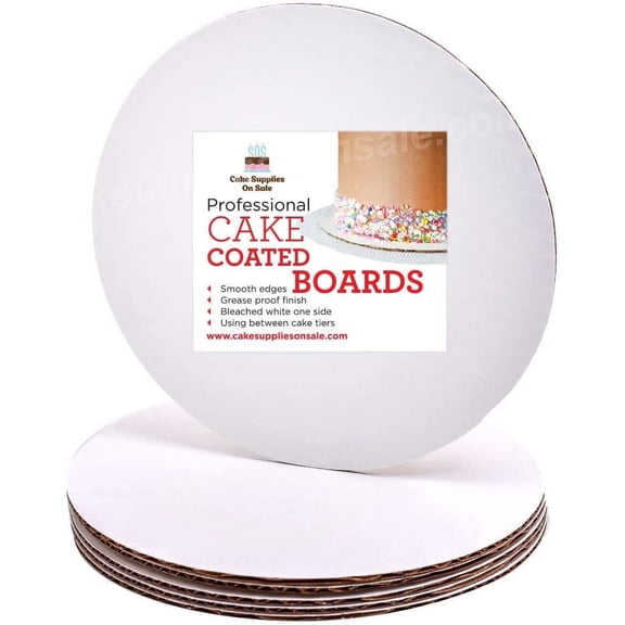 Cake S.O.S 10 Inches White Waxed Corrugated Cardboard Round Cake Board, Greaseproof Disposable, (Pack of 25)