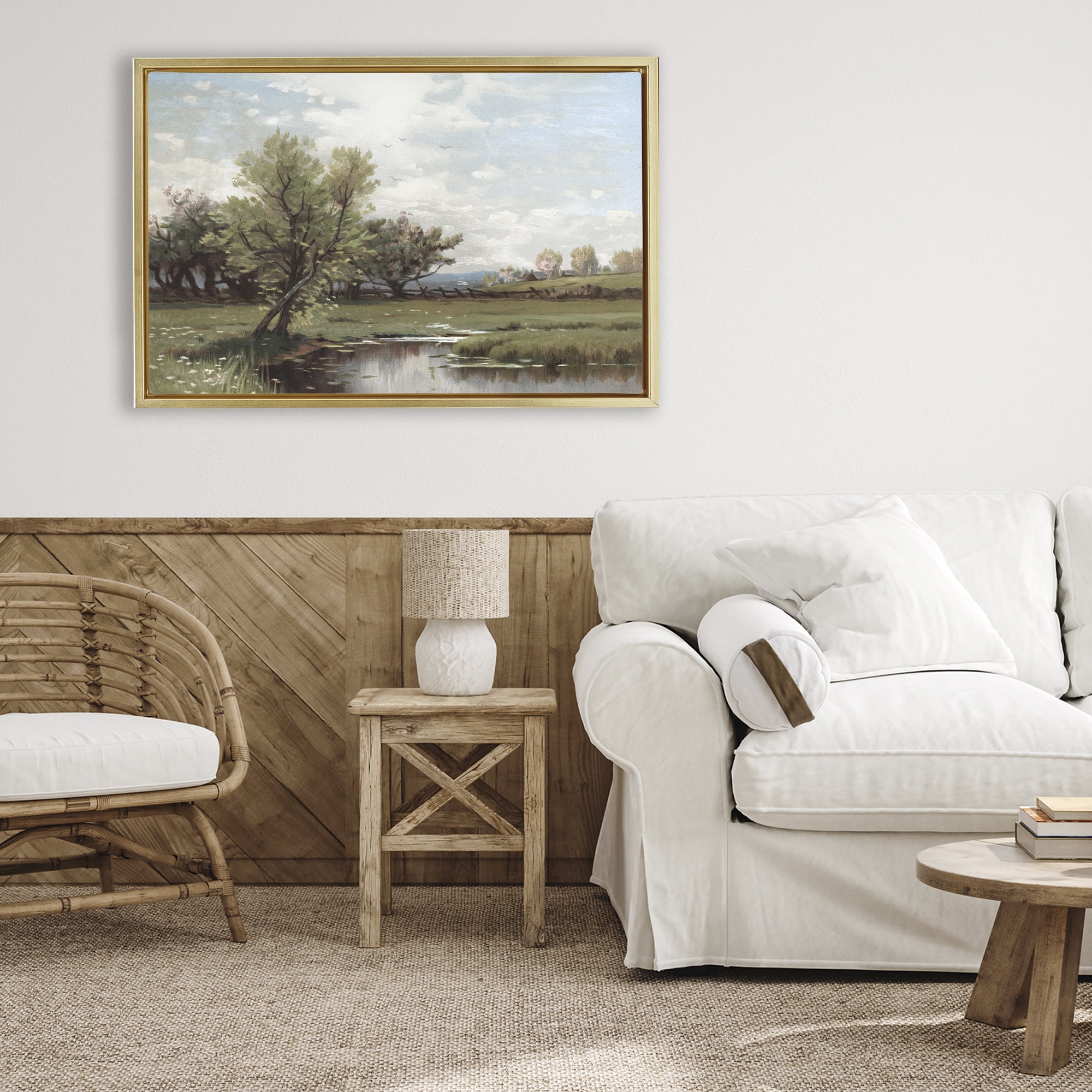 Stupell Industries Ecstatic Spring Landscape Gold Framed Floater Canvas Wall Art, design by Lula Bijoux & co.