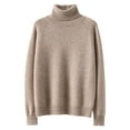 thumbnail image 4 of Gyexs V Neck Sweaters for Women Long Sleeve Crew Neck Travel Hiking Tee Warm Soft Wool Seamless Pullover Women's Fashion, Khaki, Size L, 4 of 4