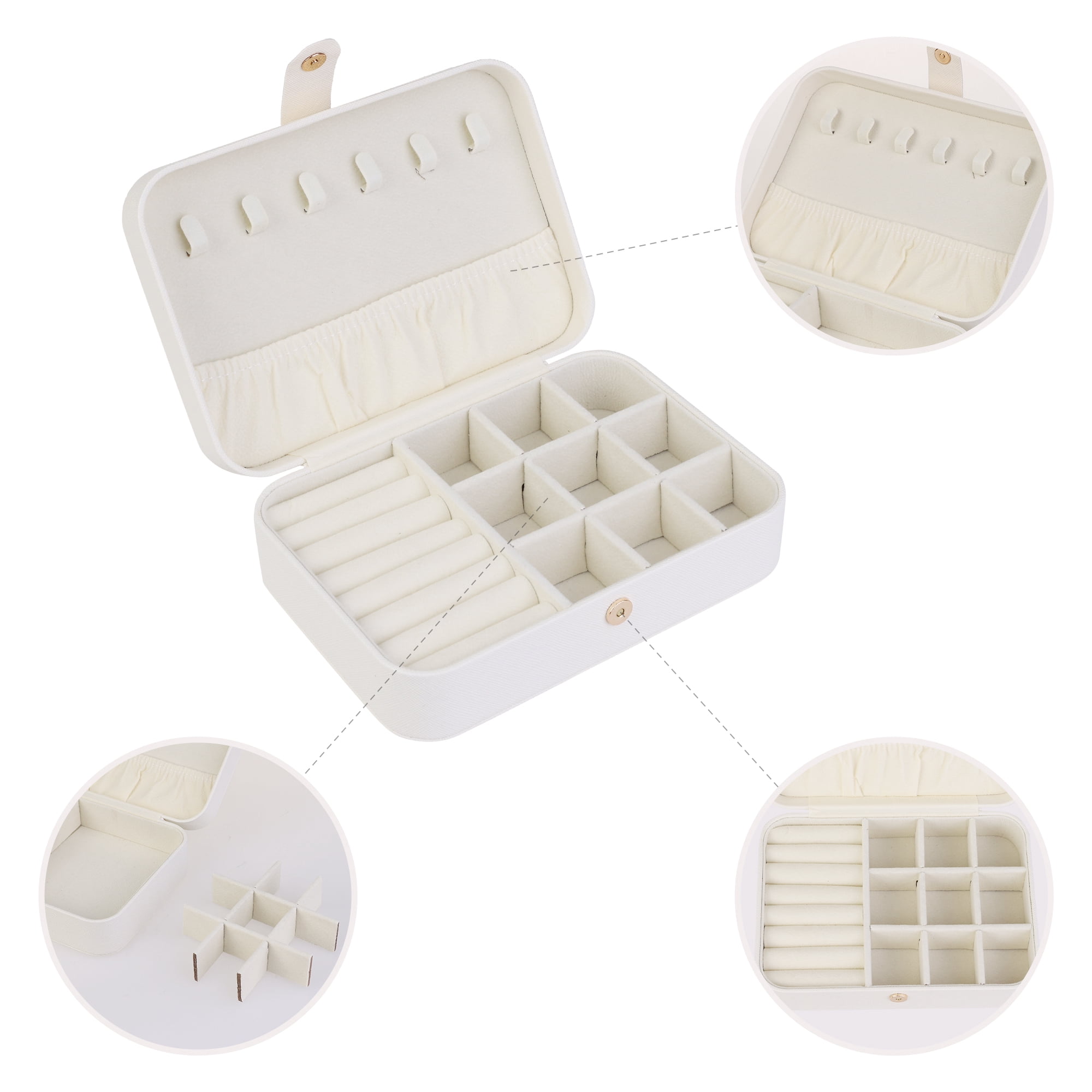 Unique Bargains Women Girls Travel Jewelry Box Small Portable PU Leather Jewelry Case White