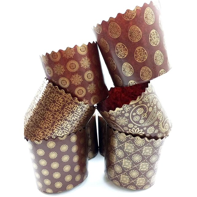 LOVARE Panettone Molde de papel estándar – 24 piezas, 9 cm x 9 cm – Moldes redondos de papel Panettone Panettone Panettone – Moldes para hornear pa QG group NA