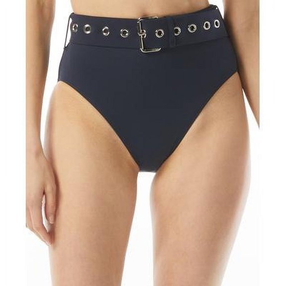 Michael Kors Solids High-Waist Bikini Bottoms New Navy MD