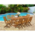 thumbnail image 3 of East West Furniture Beasley 9-piece Patio Dining Set w/ Slat Back in Natural Oil, 3 of 3
