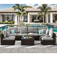 thumbnail image 6 of Grezone 7 Pieces Patio Furniture Set, All Weather Outdoor Sectional PE Rattan, Patio Conversation Sets with Cushions and Glass Coffee Table for Garden Lawn Balcony Porch Deck, Gray, 6 of 8