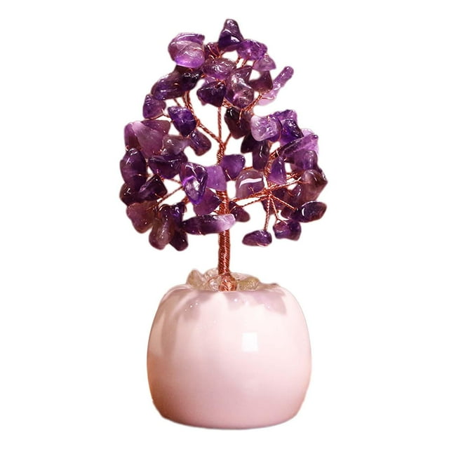 Árbol de dinero Feng Shui, escritorio, granja, árbol bonsái para el hogar, oficina, sala de estar Púrpura