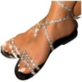 thumbnail image 3 of LoyisViDion Clearance Sandals for Women Summer Women Ladies Fashion Casual Flat Retro Slippers Crystal Shoes Sandals Flash Picks Black 7, 3 of 9