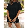 thumbnail image 5 of Short Sets for Women 2 Piece Lounge Set Loose Fit Short Sleeve Tops and Shorts Summer Matching Set Black XXL, 5 of 8
