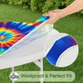 thumbnail image 5 of Colorful Rainbow Tie Dye Spiral Pattern Round Fitted Tablecloth with Elastic Edge,Dining Table Cover Waterproof,Outdoor Round Tablecloth for Camping,Dining,Indoor and Outdoor, 5 of 7