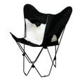 thumbnail image 2 of Genuine Leather Butterfly Chair Folding Lounge Modern Sling Accent Seat, 2 of 2