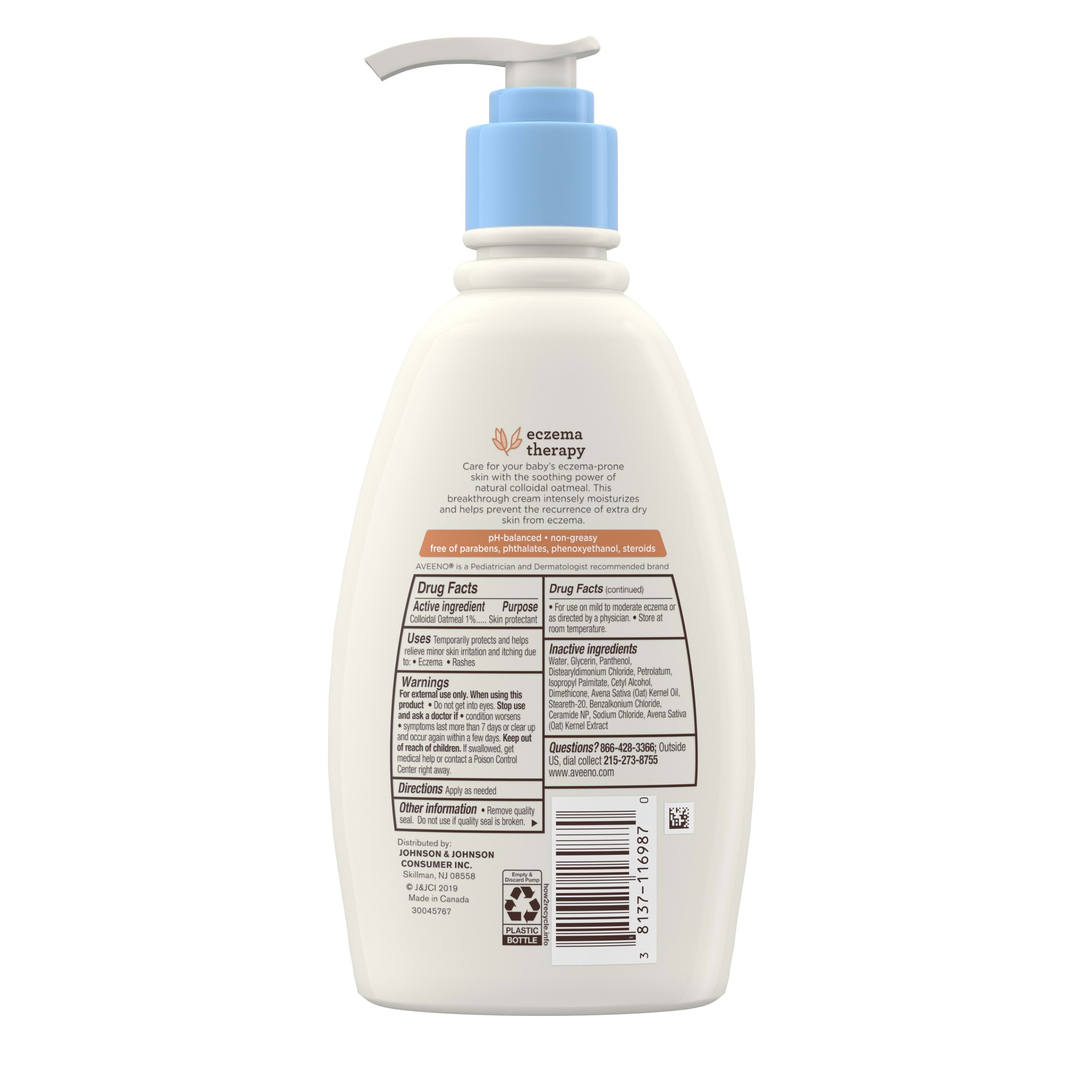 (2 pack) Aveeno Baby Eczema Therapy Moisturizing Body Lotion Cream with Oatmeal, 12 fl oz