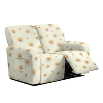 Xixirimido Recliner Loveseat Cover Non-Slip Reclining Couch Covers for 2 Seat, Recliner Sofa Cover Furniture Protector with Pockets for Kids, Pets, Abstract Daisy Beige
