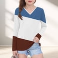 thumbnail image 2 of Girls' Cute V-neck Color Block Printed Long Sleeve Shirt Top, 2 of 8