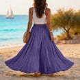 thumbnail image 4 of Women's Cotton Linen Skirt High Waist A-Line Pleated Maxi Skirts Casual Flowy Beach Vacation Skirts, S, 4 of 5