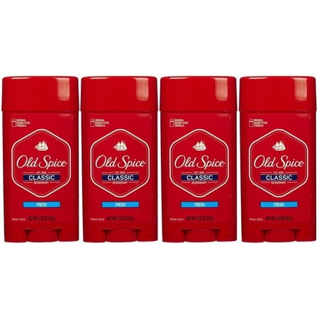 Old Spice Classic Deodorant for Men Aluminum & Odor Free Fresh Scent, 3.25 oz, 4 Pack