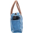 thumbnail image 4 of Rajeriya Sel De Mer Canvas & Cowhide Tote Bag - Upcycled Radiant Leather Hand Bag, 4 of 5