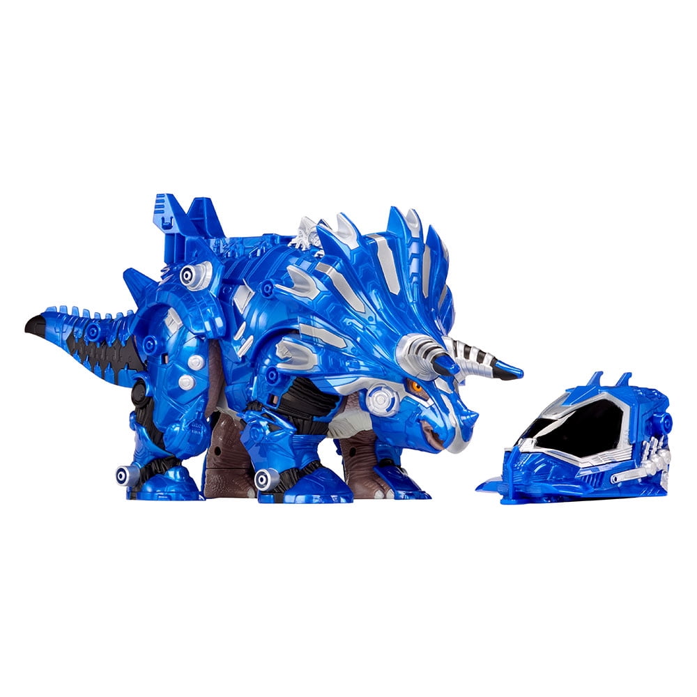 Armorsaurs Armor-Up Triceratops Dinosaur Cobalt Toy Figure with 7 Removable Armor Pieces, Tail-Triggered Chomp, Pilot Pod Compatible, Kids, Boys, Girls, Ages 6+