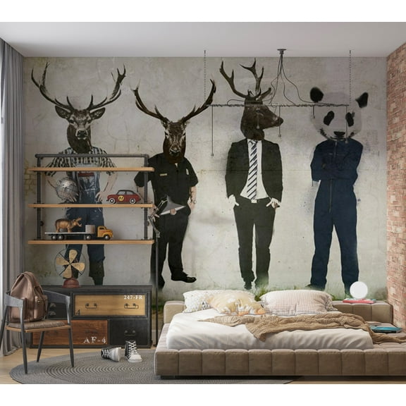 Tiptophomedecor Abstract Wallpaper Wall Mural - Man Or Animal?