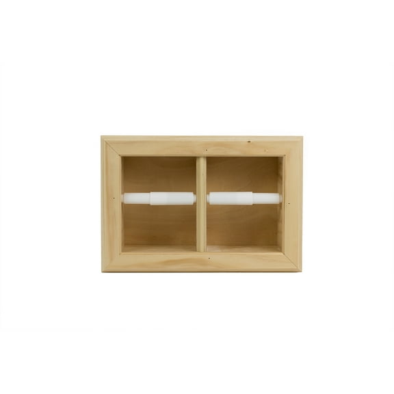Boreas Recessed Solid Wood Double Toilet Paper Holder 13.25 X 8.5 - Unfinished