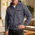 thumbnail image 2 of Hvogkswy Zip Up Jackets for Men Solid Color Long Sleeve Drawstring Hooded Jacket Fall Casual Multi Pockets Hoodie Tops, 2 of 6