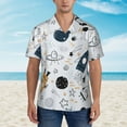 thumbnail image 2 of Honeii Cartoon Planets Print Men’s Hawaiian Shirt,Classic Button-Down Short Sleeve Shirt, for Beach, Vacation, and Outdoor Activities,Medium, 2 of 7