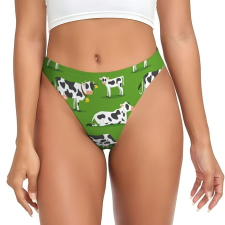 Sigee Cows With Calfs Green for Women s G-String Panty  Low Rise  Soft Lace Perfect for Everyday Wear or Special Occasions-X-Small
