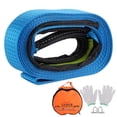 thumbnail image 1 of 5m/16.4ft Recovery Tow Strap Kit 8Tons Break Strength Winch Tie Down Rope Winch D Rings Set with Storage Bag, 1 of 9