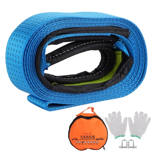 5m/16.4ft Recovery Tow Strap Kit 8Tons Break Strength Winch Tie Down Rope Winch D Rings Set with Storage Bag
