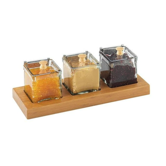 Cal Mil 1338-60 Bamboo 3-Jar Display - 13 x 5 x 5.5 in.
