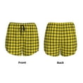 thumbnail image 5 of Picia Yellow Checkered Plaid Pattern Women's 2 in 1 Athletic Running Shorts High Waisted Workout Casual Gym Sweat Shorts with Comfy Liner Zipper Pockets-Medium, 5 of 9