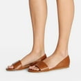 thumbnail image 4 of YDN Women Open Round Toe D'orsay Flats Slip on Flat Heel Sandals Walking Shopping Dress Shoes Size 8.5 Saddle Brown, 4 of 4
