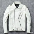 thumbnail image 6 of Men's Faux Leather Jacket Zip-UP Pockets Adjustable Waist Belt Motorcycle Bomber Jackets(S-5XL), 6 of 7
