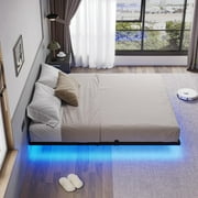 Metal Floating Bed Frame Full Size, Modern Platform Bed Frame with LED Lights,No Box Spring Needed
