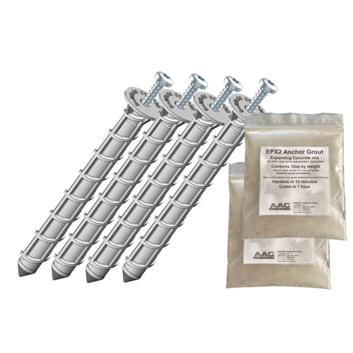 Bilot - amAK-4 Asphalt Anchor & Grout Kit - Four 1500 lbs. am625 ...