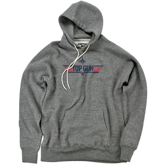Top Gun Logo Grey Unisex Adult Slim Fit Pull-Over Heather Hoodie, Athletic Heather, Small